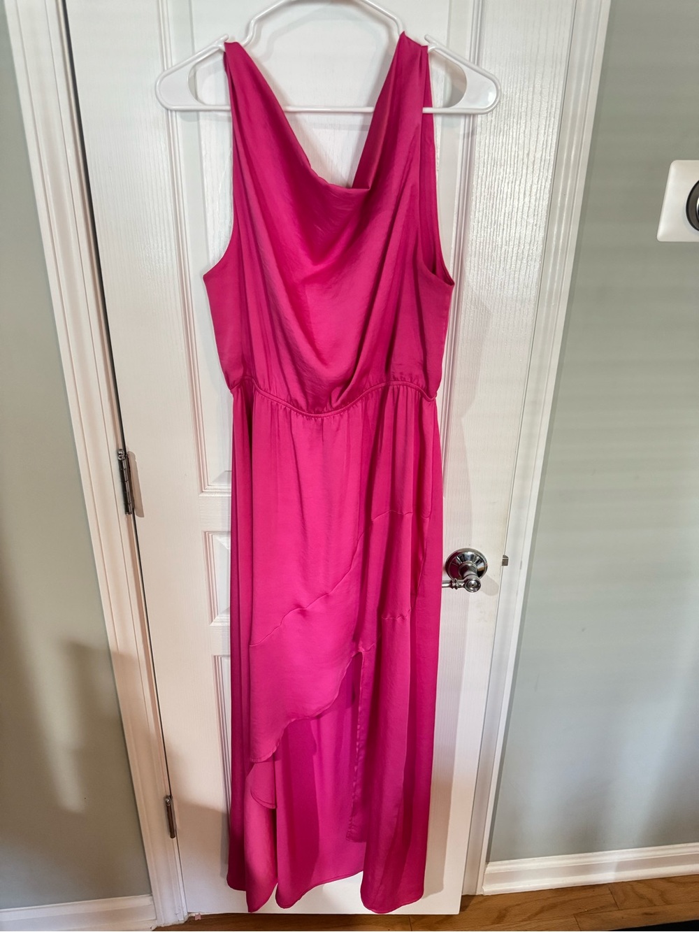 Women’s Fuchsia Cowl Neck High Low Maxi Dress
